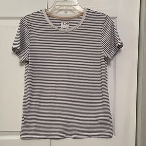 IZOD PERFORMX Medium Short Sleeved Striped Tee Shirt Black & White